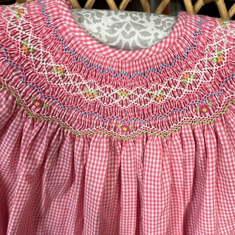 NWT Rosalina Collections Check Smocked Baby Girl Dress 12 Mnths - Picture 6 of 7